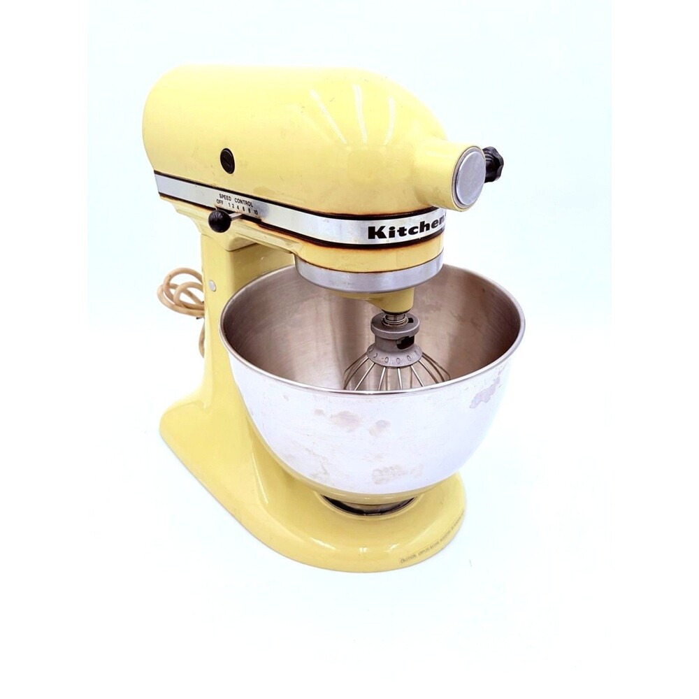 Vintage KitchenAid K45 Stand Mixer Harvest Gold Yellow 10 Speed w Bowl
